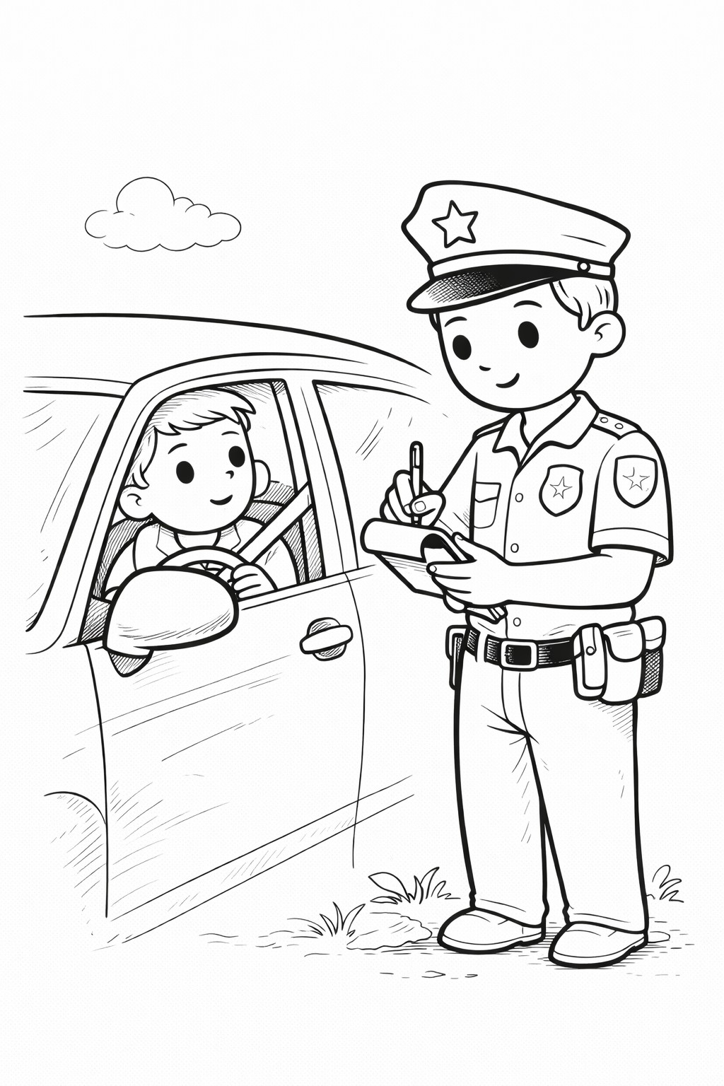Policista kontroluje řidiče