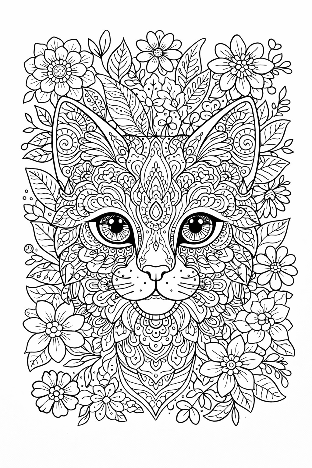 Kočka z květin – mandala