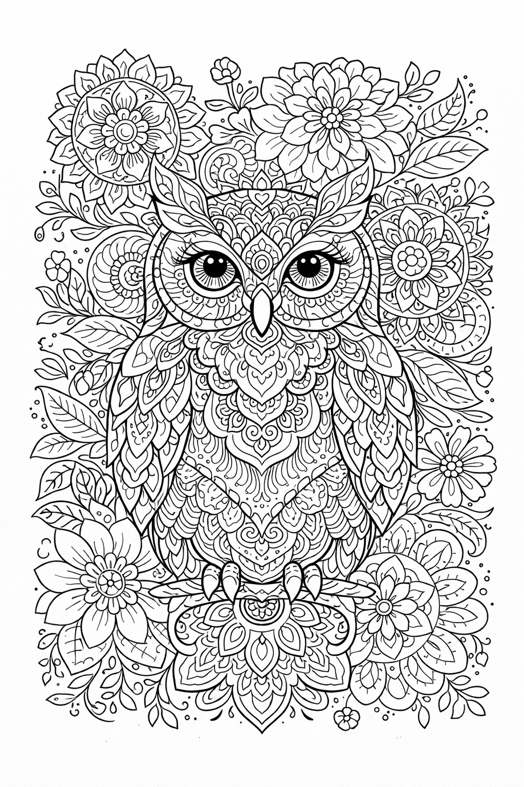 Sova z květin – mandala