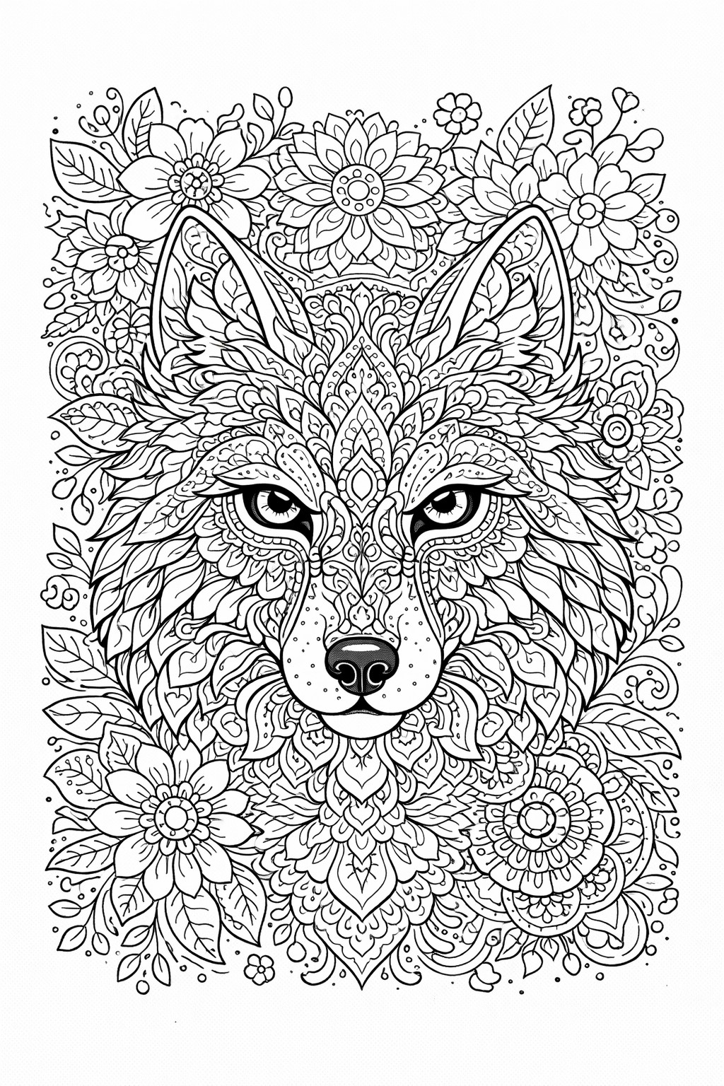 Vlk z květin – mandala