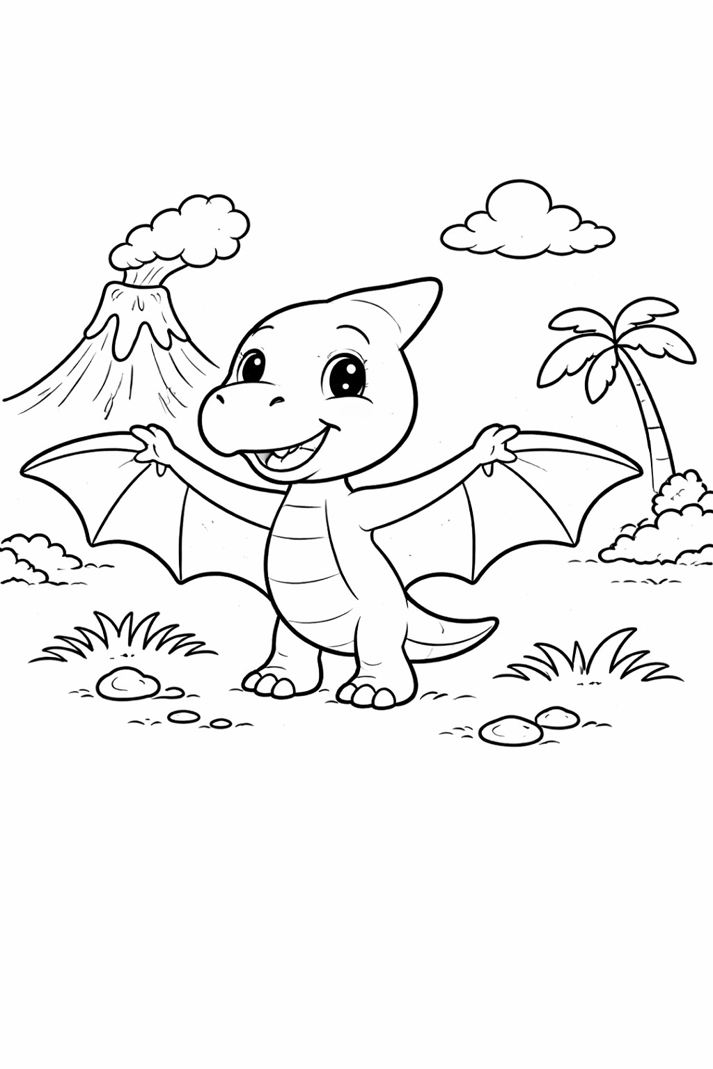 Pterodaktyl s roztaženými křídly