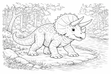 Triceratops u řeky