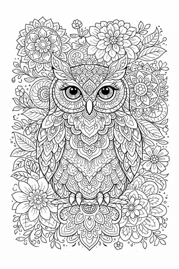 Sova z květin – mandala