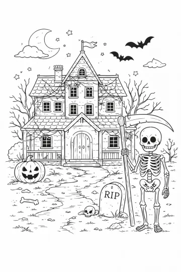 Strašidelný dům a kostlivec