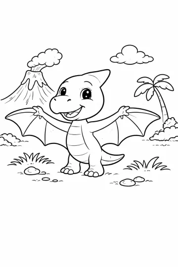 Pterodaktyl s roztaženými křídly