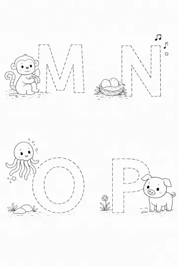 Písmena M, N, O, P k obtahování